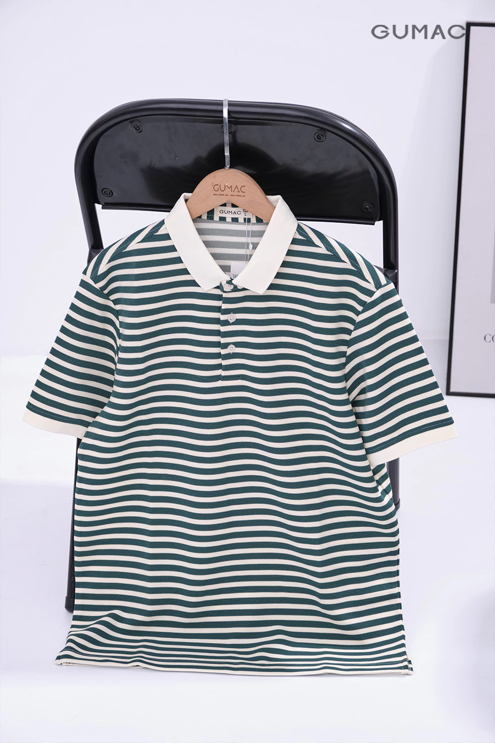 Áo Polo Nam GUMAC Áo Thun Nam Có Cổ Phom Suông Họa Tiết Kẻ Sọc Chất Thun Co Giãn PLNF01012