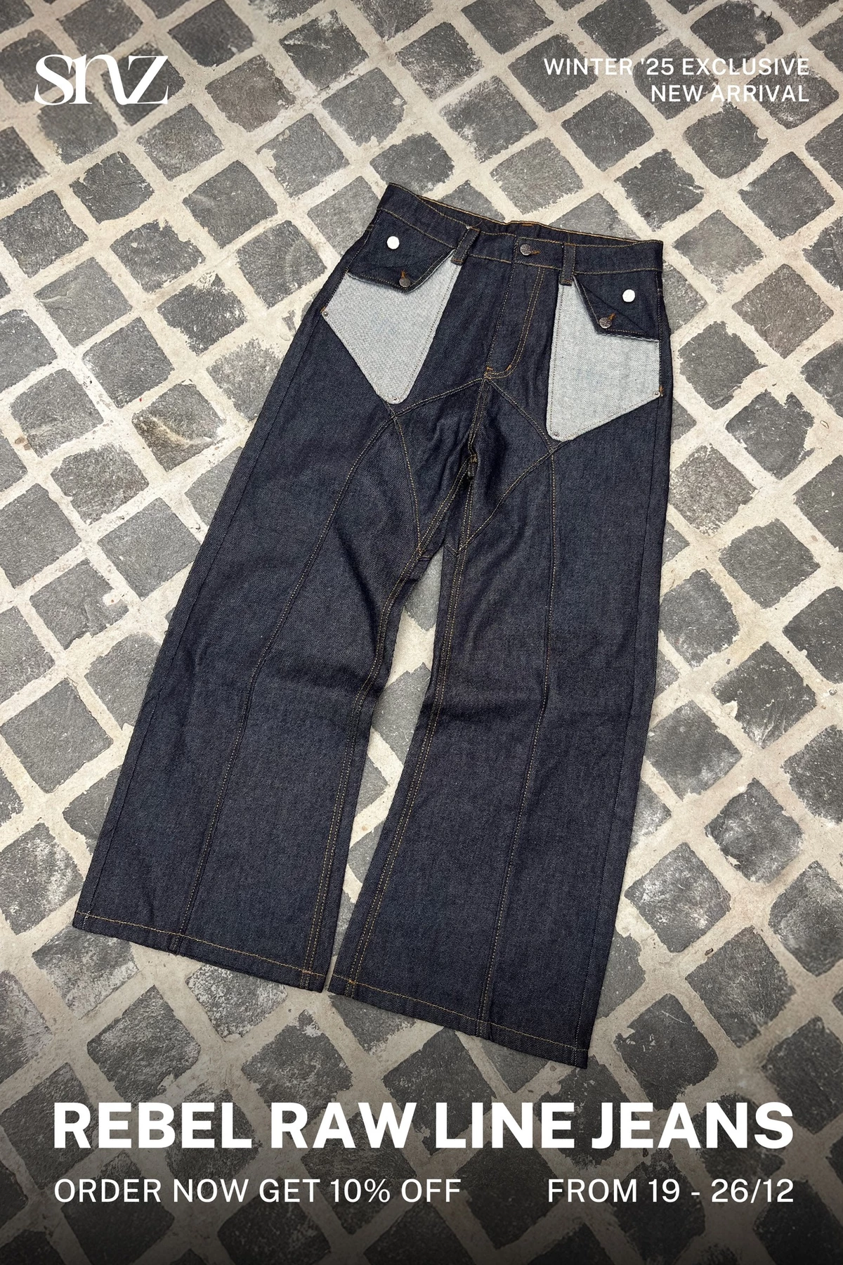 Quần Jeans Wide Leg SNAZZY Unisex Nam Nữ Ống Rộng Chính Hãng - REBEL RAW LINE