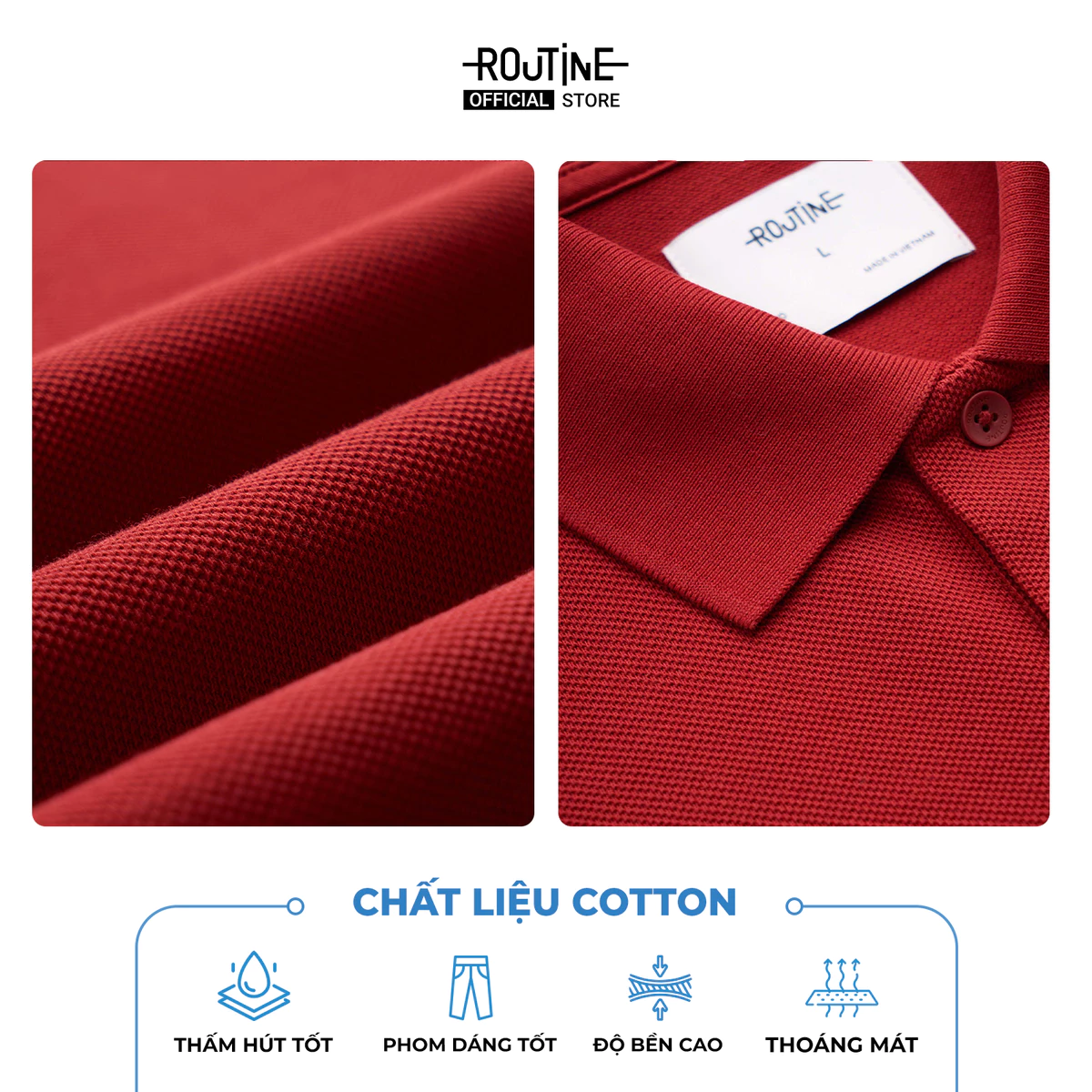 Áo Polo Tay Ngắn Nam Trơn 100% Cotton Form Fitted - Routine 10F25POL009