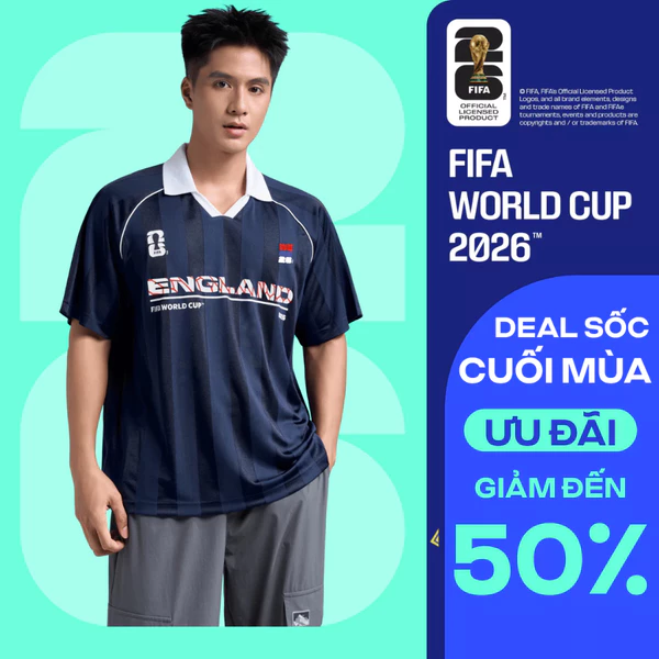 Áo Polo nam nữ thể thao World Cup England Edition 26, Áo cổ vũ đội tuyển Anh thoáng mát