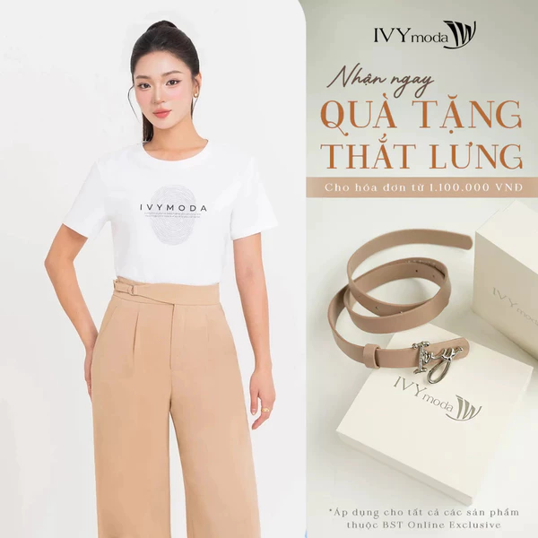 Áo thun cotton trắng IVY moda, Áo công sở dạo phố nữ IVY moda MS 57T0276