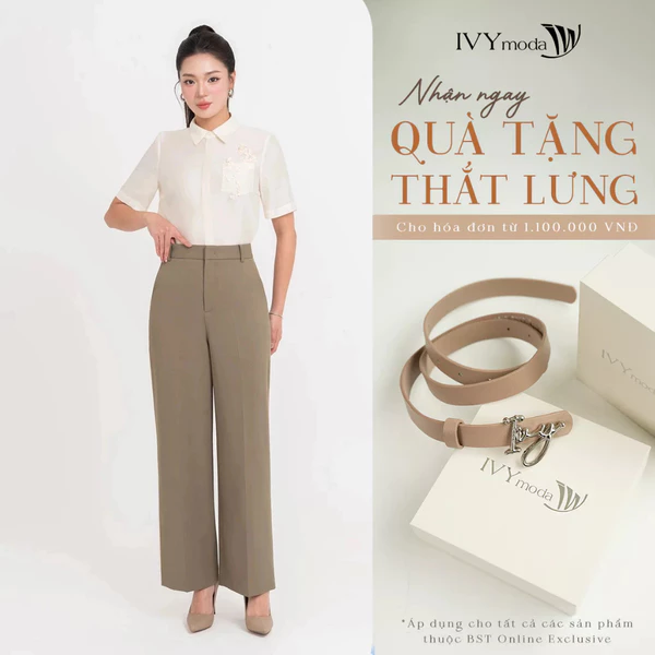 Quần âu nữ ống suông, Quần công sở dạo phố nữ IVY moda MS 22T0277