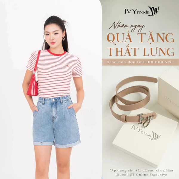 Áo thun kẻ ngang cotton, Áo thun dạo phố nữ IVY moda MS 57T0269