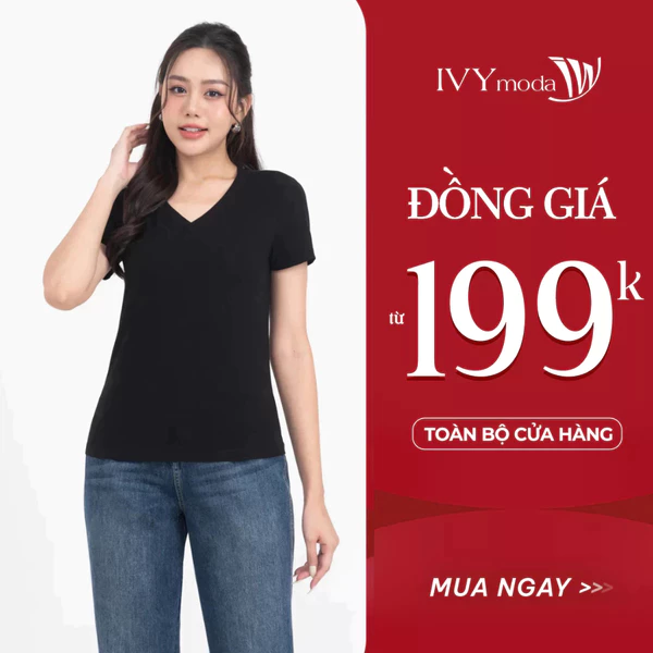 Áo thun nữ trơn cổ V IVY moda MS 57P0155