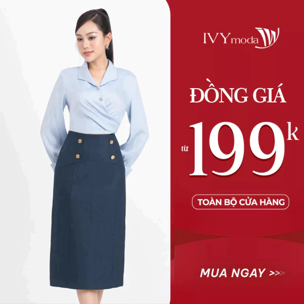 Chân váy Tuysi phối khuy IVY moda MS 31M8626
