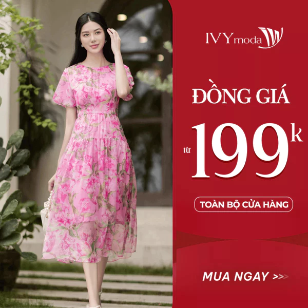 Reese Dress - Đầm hoa xòe 2 lớp nữ IVY moda MS 48M8795