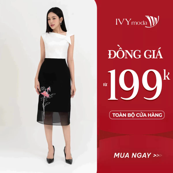 Chân váy Chiffon 2 lớp dệt họa tiết IVY moda MS 31M8721