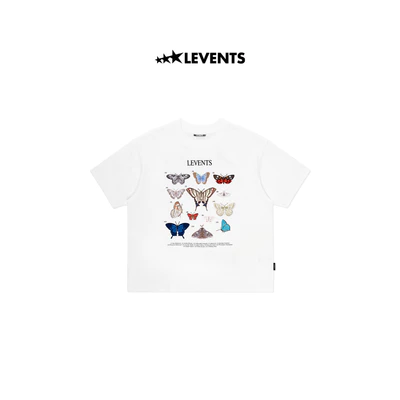 Áo Thun Levents Butterfly Catalog Semi-Oversized Tee/ White 100% Cotton T-shirt